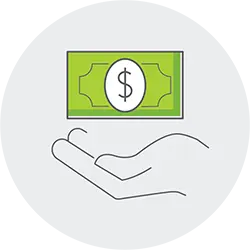 Hand money icon.